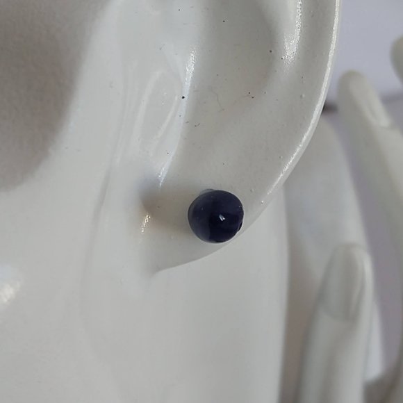 Handmade blue polymer clay earrings. Boucles d'oreilles fait à la main - Picture 7 of 9